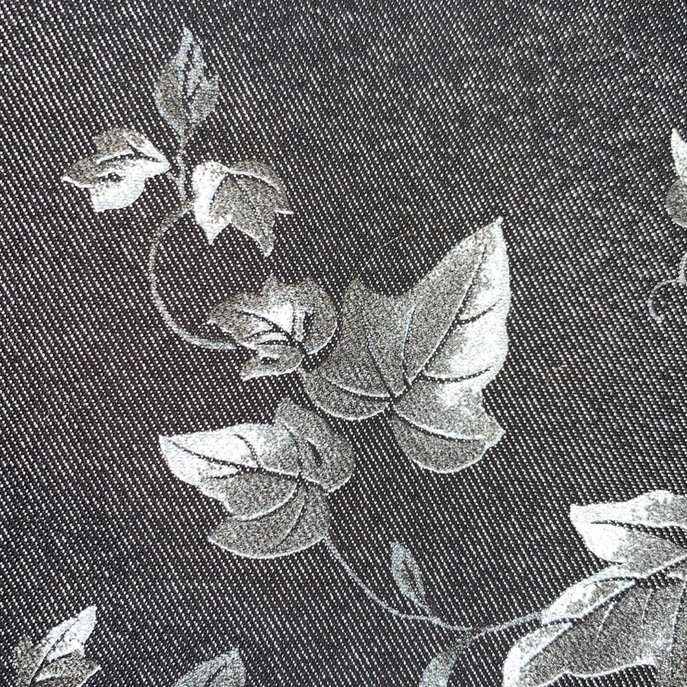 CLARA S by CLARA SUNWOO Grey denim jacket, light weight, stencil leaves. S - Picture 7 of 16
